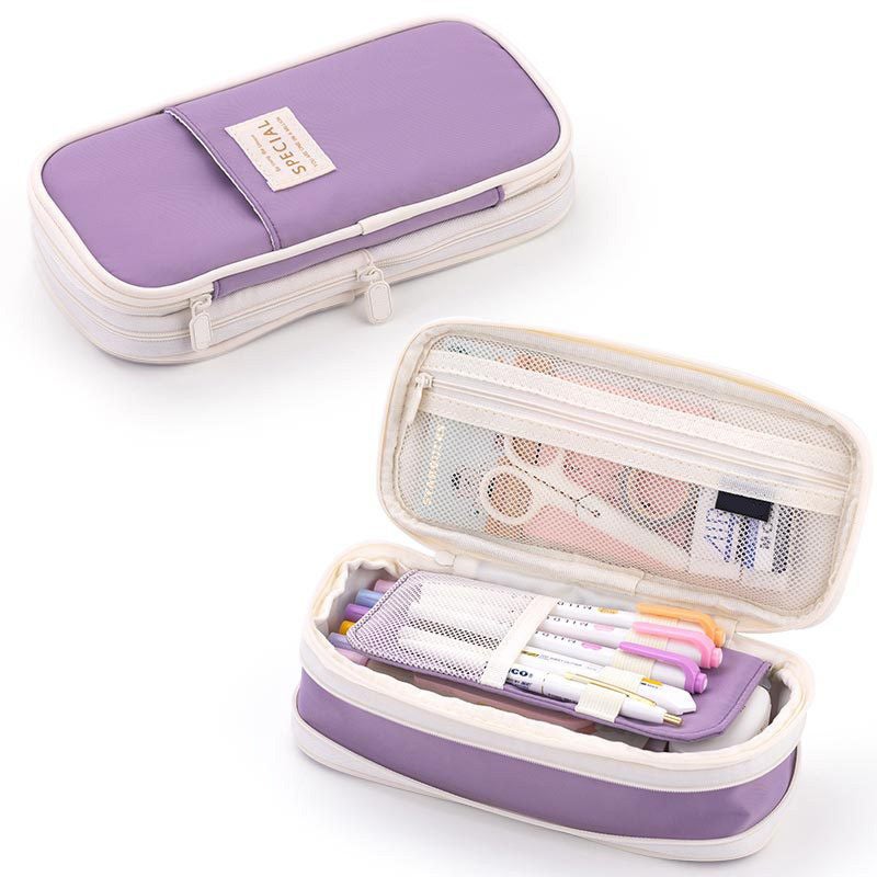 Macaron Color Canvas Pencil Case, Large Capacity, Retractable, Korean Style - Image 5