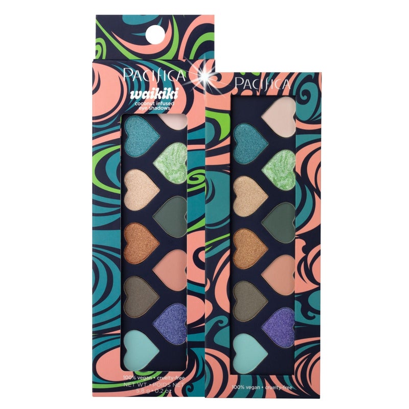 Pacifica Eyeshadow Palette â€“ Waikiki Mineral Eyeshadow, Blendable Shimmer & Matte Shades w/Velvet Matte, Shimmer & Metallic, Cocoa Butter Infused, Talc-Free, Vegan & Cruelty-Free, 0.24 oz 10 Shades - Image 1