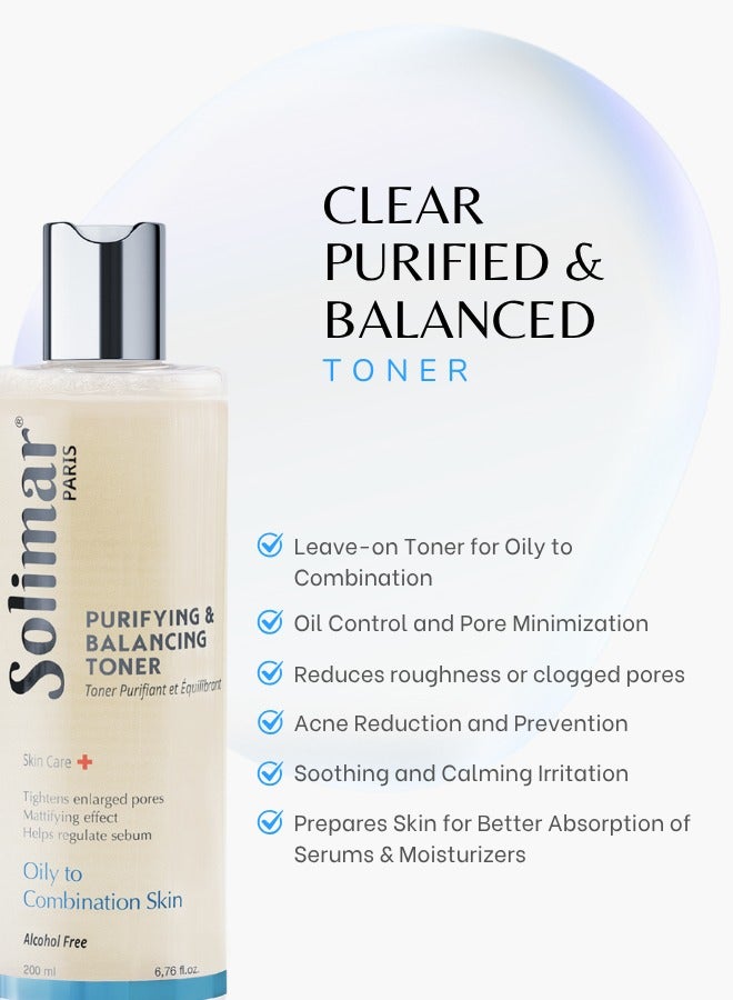 Solimar Paris Purifying & Balancing Leave-On Toner 200ml – Anti-Shine, Oil-Control Toner for Oily & Combination Skin, Refines Pores & Hydrates Lightly - Image 2