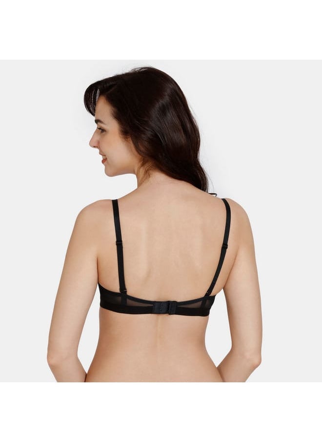 zivame Zivame Lace Detail Balconette Bra with Hook and Eye Closure  - Image 2