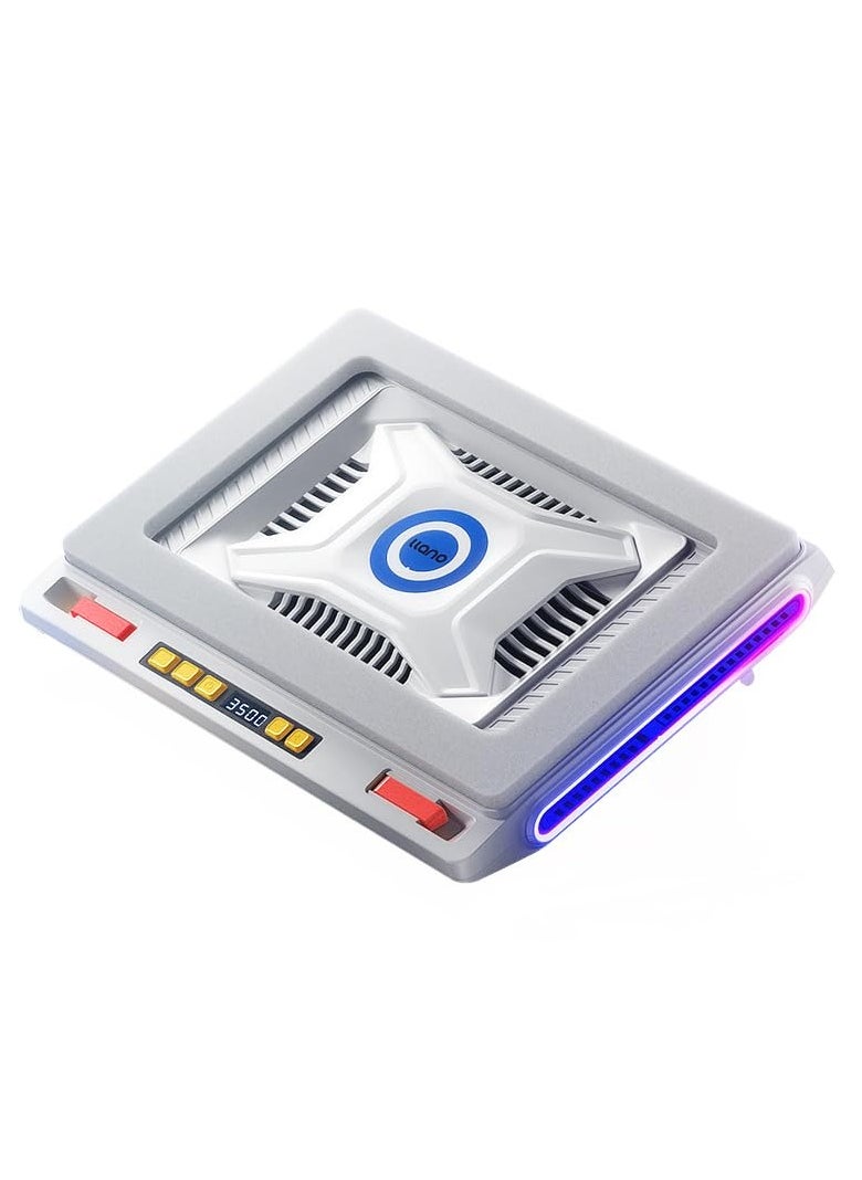 Generic - llano V10 Gaming Laptop Cooler, RGB Laptop Cooling Pad Stand with Powerful 4.72 Inch External Turbo Cooling Fan, Fast Cooling Computer 13-17.3inch, 3 Adjustable Stand, 4-Port USB C&A (White) - Image 1