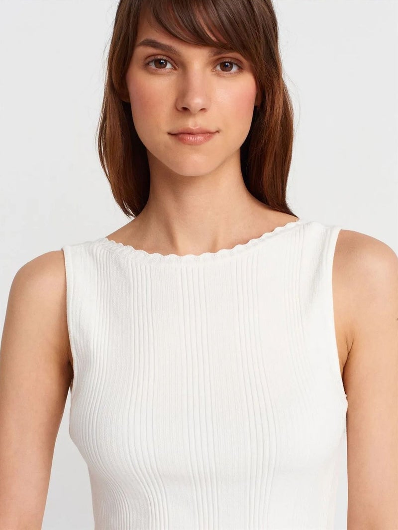 DILVIN Ribbed Sleeveless Boat Neck Blouse - Image 3