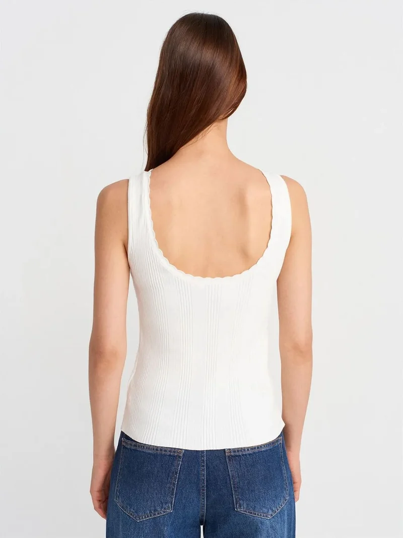 ديلفين Dilvin Ribbed Sleeveless Boat Neck Blouse