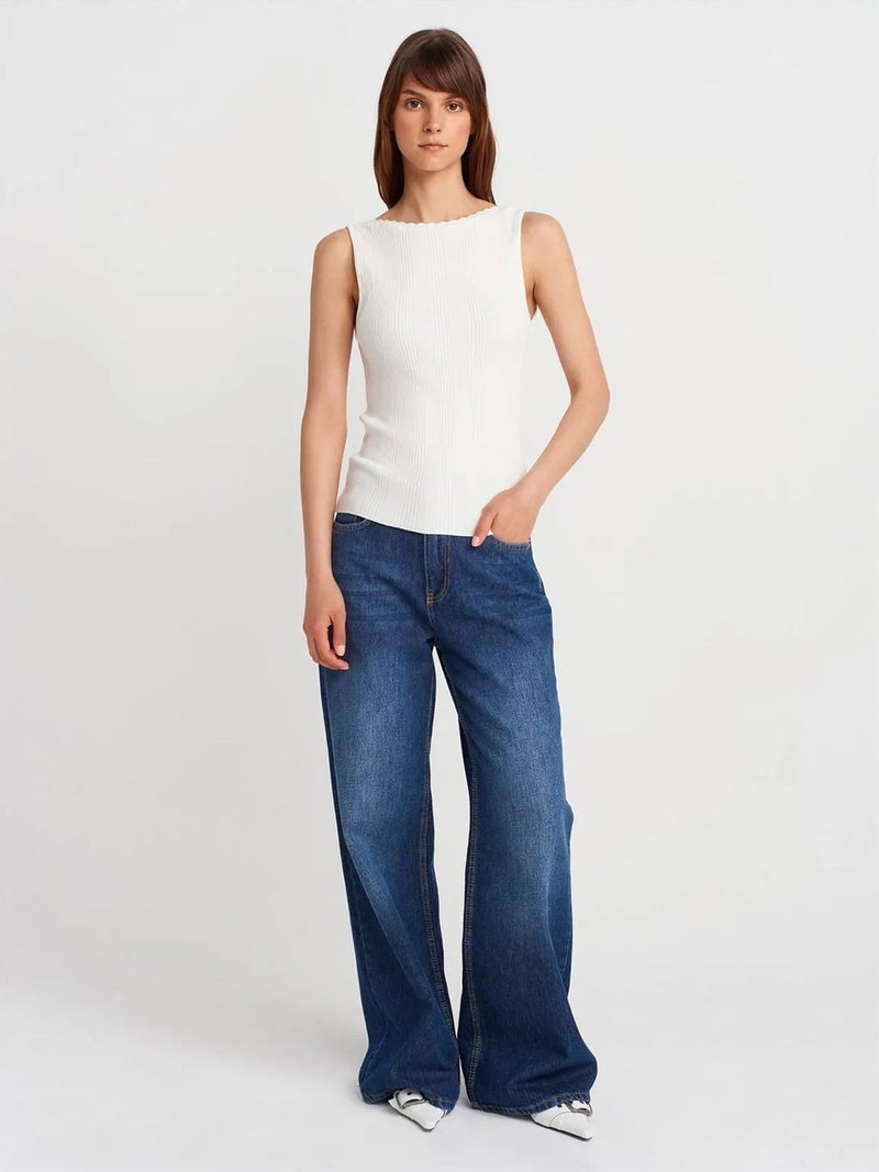 DILVIN Ribbed Sleeveless Boat Neck Blouse - Image 4