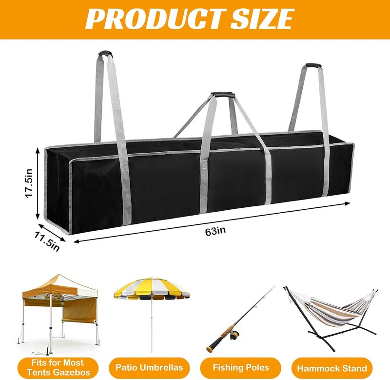 NVAAV Large Tent Storage Bag Tent Pole Bag with Handles, 63X17.5X11.5 in Pop Up Canopy Replacement Parts for Party Tents, Tent Poles, Terrace Umbrellas, Heavy-Duty Water Resistant 800D Oxford Fabric - Image 4