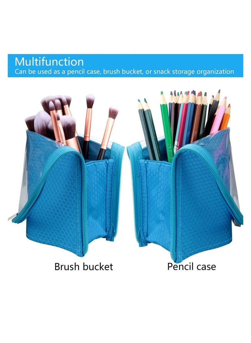 MARGOUN حافظة فرش المكياج منظم حقيبة قلم متعددة الوظائف شفافة مستحضرات التجميل حقيبة أدوات التجميل والقرطاسية - Image 2