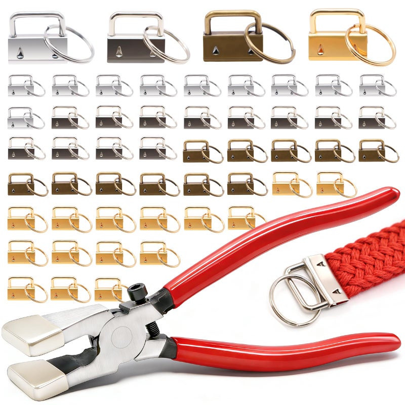 mankk 40PCS 1 inch Key Fob Hardware Set with Key Fob Pliers and Key Ring, Keychain,Lanyard,Wristlet Hardware for Key Fob Hardware Install (4 Colors) - Image 1