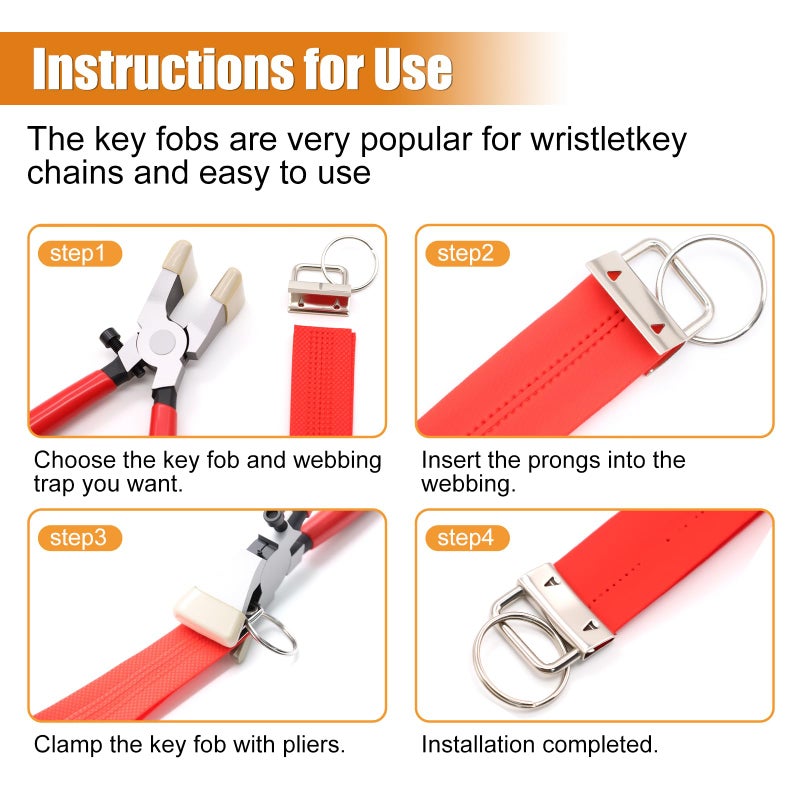 mankk 40PCS 1 inch Key Fob Hardware Set with Key Fob Pliers and Key Ring, Keychain,Lanyard,Wristlet Hardware for Key Fob Hardware Install (4 Colors) - Image 4