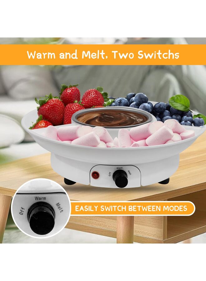 Fondue Pot Chocolate Fondue Maker - Deluxe Electric Dessert Fountain Fondue Pot Set With Party Serving Tray And 15 Forks, Best Gift Idea For Valentine’s Day And Birthdays, Color - Image 4