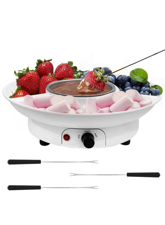 Fondue Pot Chocolate Fondue Maker - Deluxe Electric Dessert Fountain Fondue Pot Set With Party Serving Tray And 15 Forks, Best Gift Idea For Valentine’s Day And Birthdays, Color - Image 1