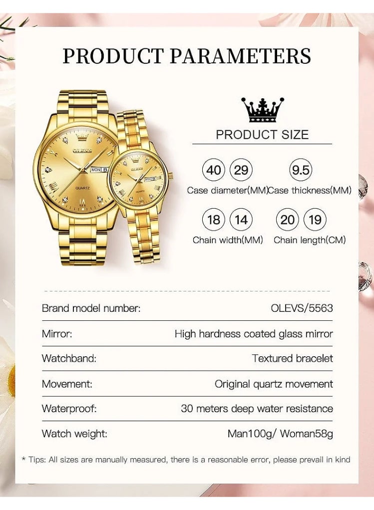 OLEVS Women's Quartz Watch, Luxury Stainless Steel Band, Luminous, Waterproof Fashion Date Wrist Watch - Image 2