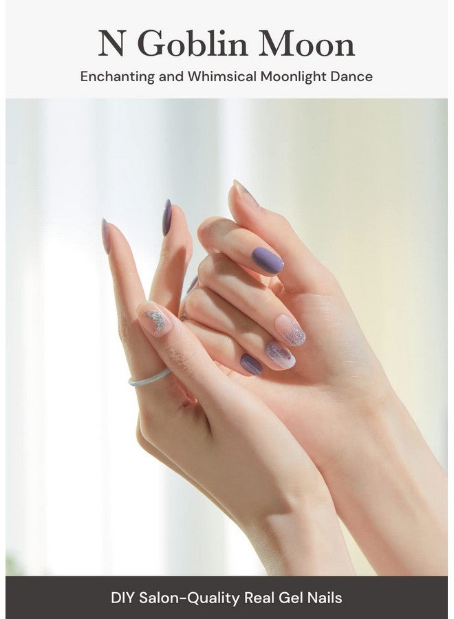 اوهورا شرائح أظافر جل شبه معالجة (N Goblin Moon) تعمل مع أي مصابيح أظافر، جودة صالونات التجميل، تدوم طويلاً، سهلة التركيب والإزالة، تتضمن وسادتين للتحضير، ومبرد أظافر وعصا خشبية باللون الأرجواني - Image 2