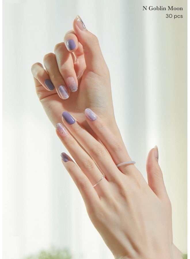 اوهورا شرائح أظافر جل شبه معالجة (N Goblin Moon) تعمل مع أي مصابيح أظافر، جودة صالونات التجميل، تدوم طويلاً، سهلة التركيب والإزالة، تتضمن وسادتين للتحضير، ومبرد أظافر وعصا خشبية باللون الأرجواني - Image 5
