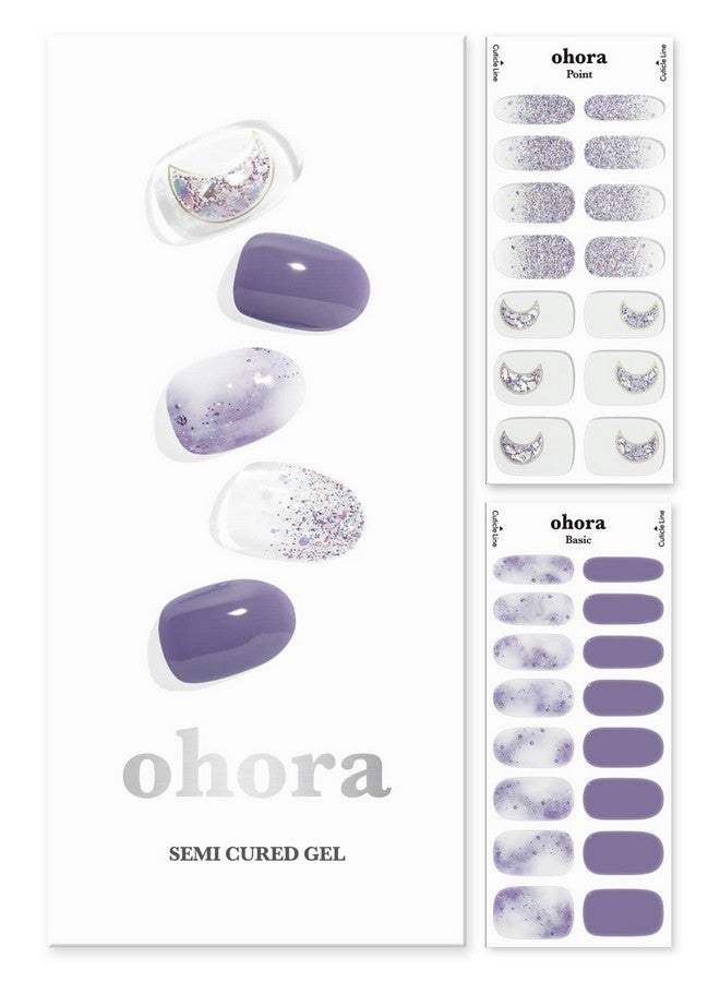 اوهورا شرائح أظافر جل شبه معالجة (N Goblin Moon) تعمل مع أي مصابيح أظافر، جودة صالونات التجميل، تدوم طويلاً، سهلة التركيب والإزالة، تتضمن وسادتين للتحضير، ومبرد أظافر وعصا خشبية باللون الأرجواني - Image 1