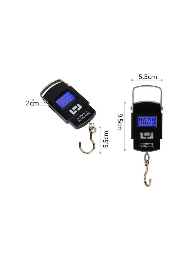 KRAWN Electronic 50Kg/110Lb Digital Scale, Digital Fish Scale, Hanging Scale with Backlit LCD Display, Weight Scale , Portable Suitcase Weighing Luggage Scale with Hook and Tape Measure - Image 3