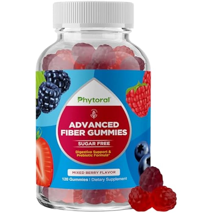 Phytoral Fiber Gummies for Adults - Chicory Root Supplement with Prebiotic Support for Gut & Digestive Health - Soluble Digestion Capsules for Stomach Regulation & Immune Aid - Sugar Free & Vegan - 120 Count - Image 1