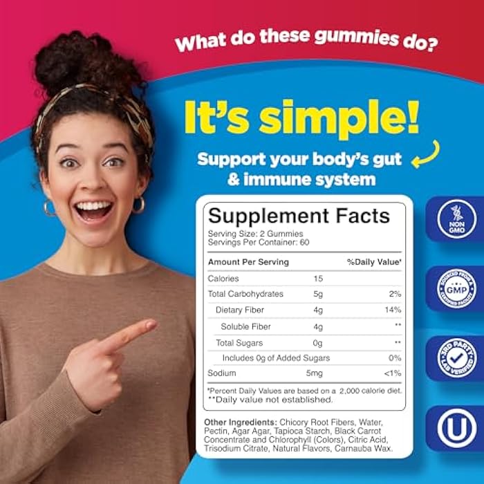 Phytoral Fiber Gummies for Adults - Chicory Root Supplement with Prebiotic Support for Gut & Digestive Health - Soluble Digestion Capsules for Stomach Regulation & Immune Aid - Sugar Free & Vegan - 120 Count - Image 3