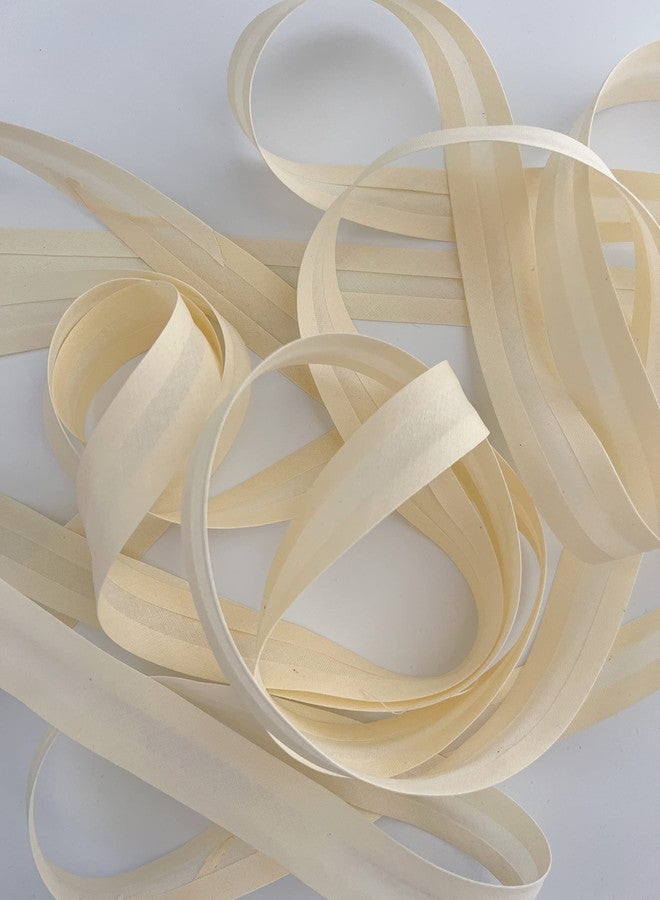 PEPPERLONELY 5 Yards 25mm (1 Inch) 100% Cotton Single Fold Bias Type Bias Binding for Sewing and Hemming Ribbon - Cream - Image 2