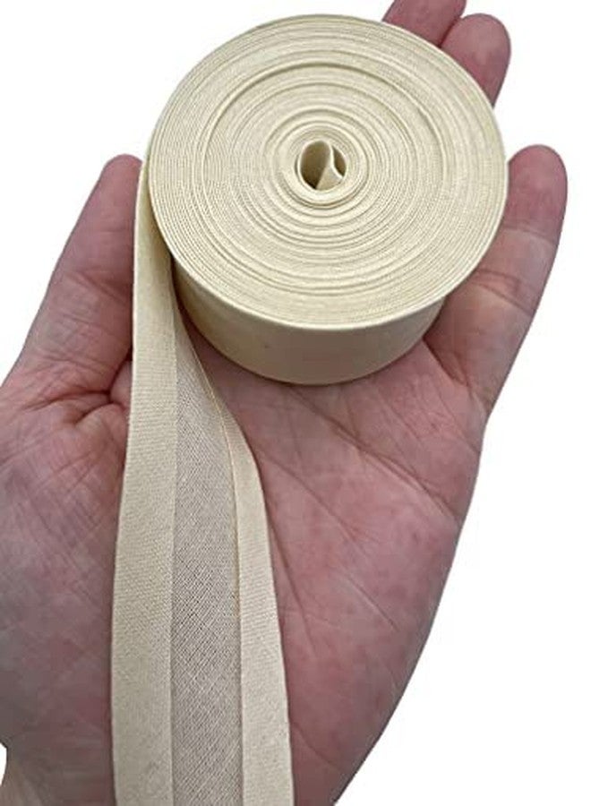PEPPERLONELY 5 Yards 25mm (1 Inch) 100% Cotton Single Fold Bias Type Bias Binding for Sewing and Hemming Ribbon - Cream - Image 4