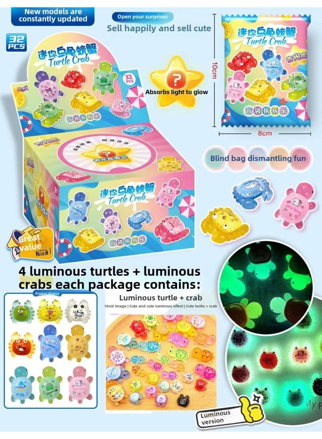 Capibala Acrylic Pendant Blind Bag Demolition Capybara Keychain Pendant Children's Toys Surrounding Hot Sale-Color:Mini Crab Turtle Blind Bag - 32 Bags In A Large Box - Image 1