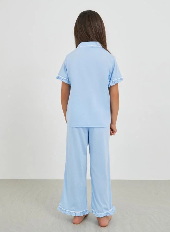 Styli Printed Buttoned Shirt and Pyjama Set
