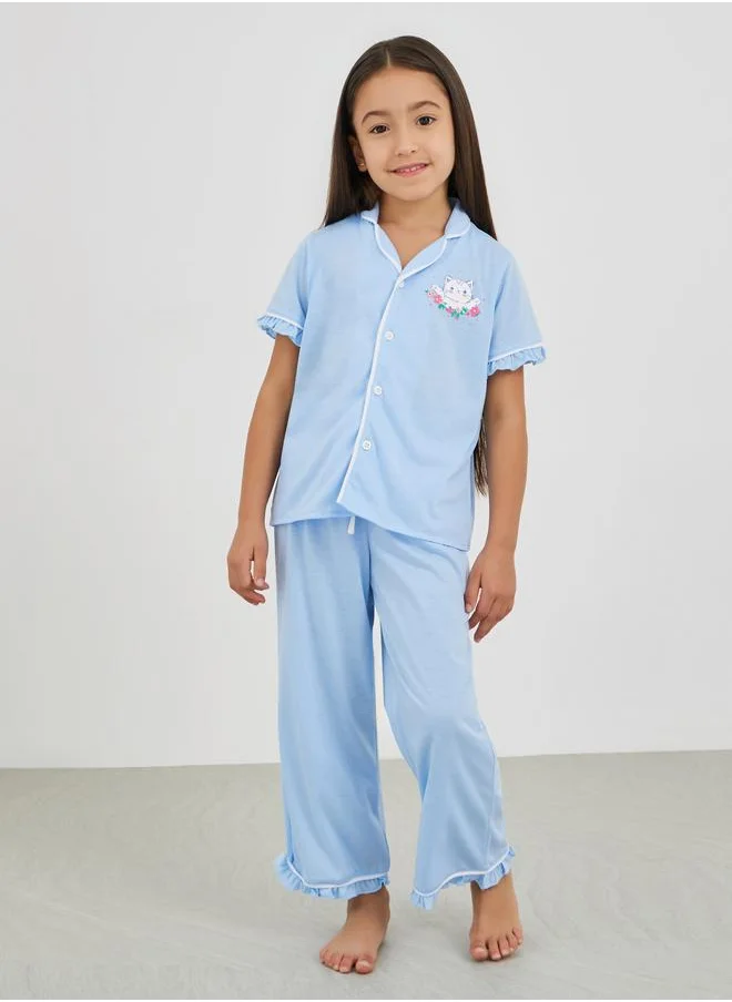 Styli Styli Printed Buttoned Shirt and Pyjama Set