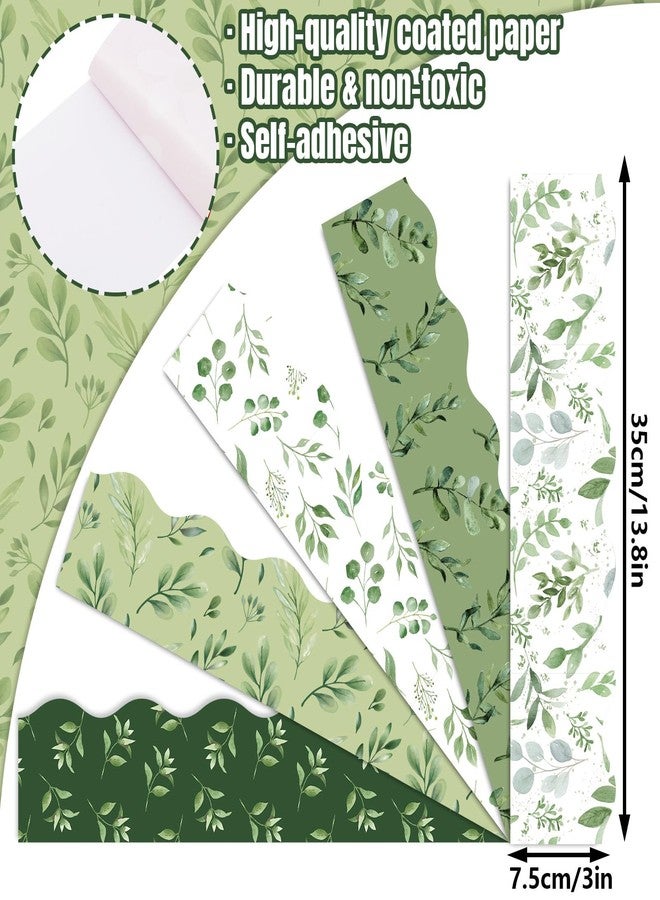 Whaline 69Ft Greenery Bulletin Board Borders Watercolor Eucalyptus Self-Adhesive Border Trim for School Classroom Office Wall Chalkboard Decoration - Image 2