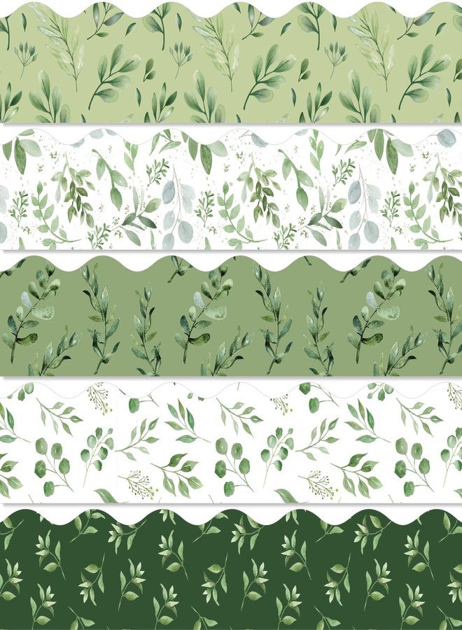 Whaline 69Ft Greenery Bulletin Board Borders Watercolor Eucalyptus Self-Adhesive Border Trim for School Classroom Office Wall Chalkboard Decoration - Image 1