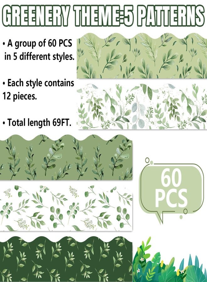 Whaline 69Ft Greenery Bulletin Board Borders Watercolor Eucalyptus Self-Adhesive Border Trim for School Classroom Office Wall Chalkboard Decoration - Image 3