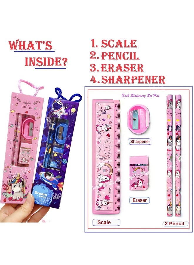 SILLYME 6pcs Stationery Set for Return Gifts Birthday Party for kids - Pencil , scale , eraser - Best Birthday Return Gifts for Kids in Bulk - Return Gifts for Kids Age 3 4 5 6 7 8 12 - Image 2