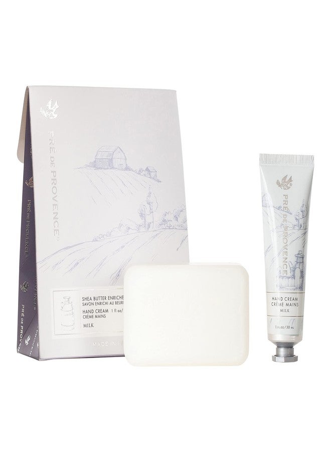 Pre de Provence Gift Set Collection 150 Gram Soap Bar & 1 fl oz Hand Cream, Milk - Image 1