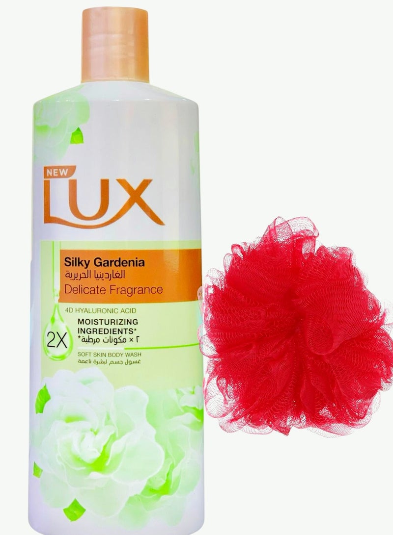 لوكس جل استحمام سيلك جاردينيا  500 مل + لوفه متعدد الألوان، - Image 1