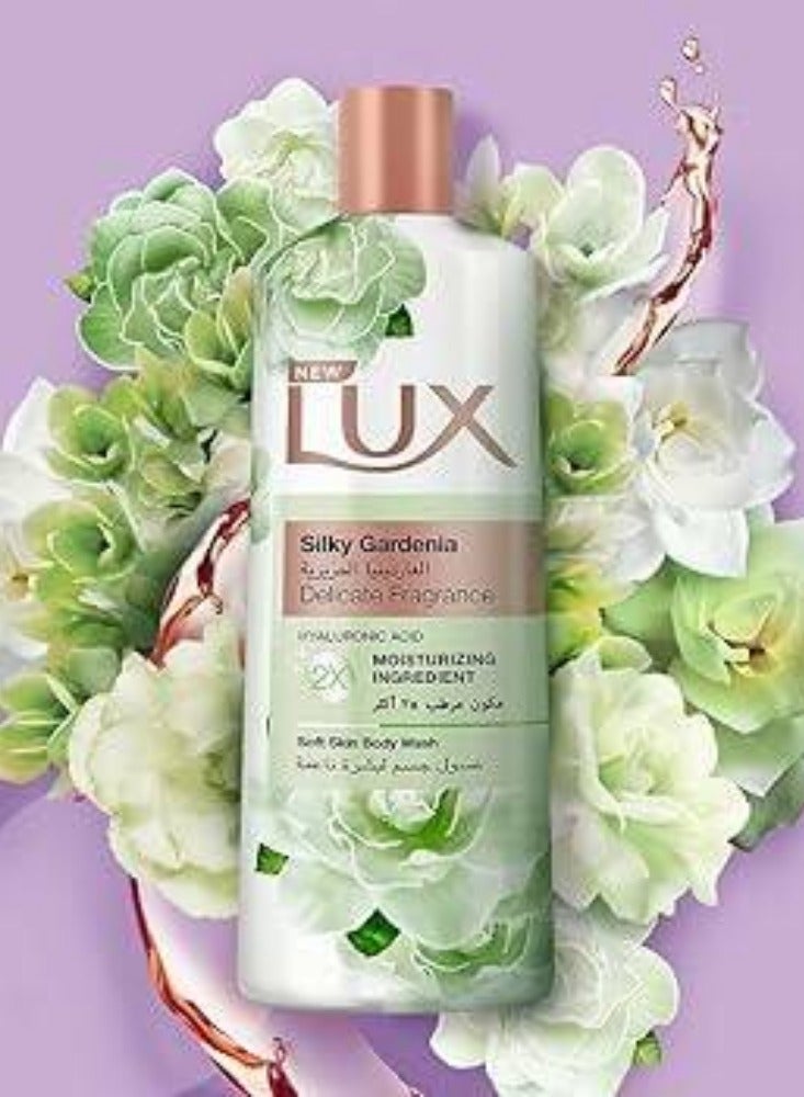 لوكس جل استحمام سيلك جاردينيا  500 مل + لوفه متعدد الألوان، - Image 2