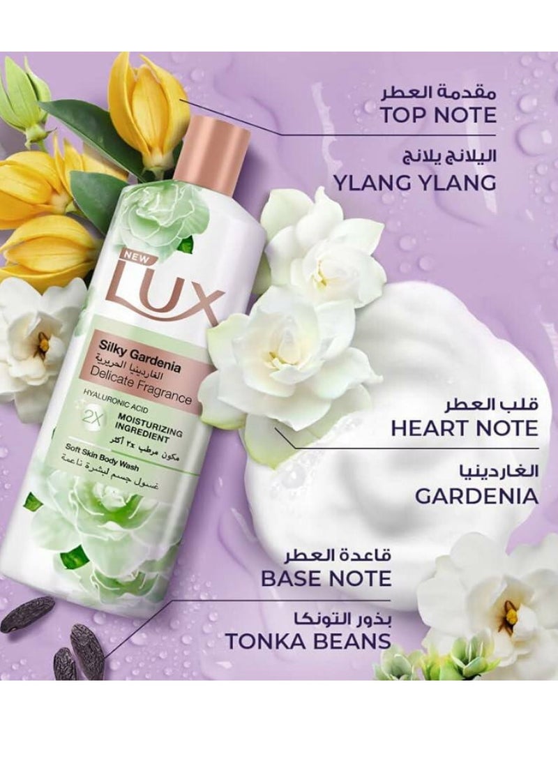 لوكس جل استحمام سيلك جاردينيا  500 مل + لوفه متعدد الألوان، - Image 3