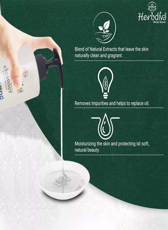 Herbdiva Diamond Cleanser Face Wash 500ml - Hydrating Facial Cleanser with Aloe Vera & Vitamin E - Deep Pore Cleansing & Skin Barrier Protection - Gentle Daily Face Wash for Men & Women - Image 5