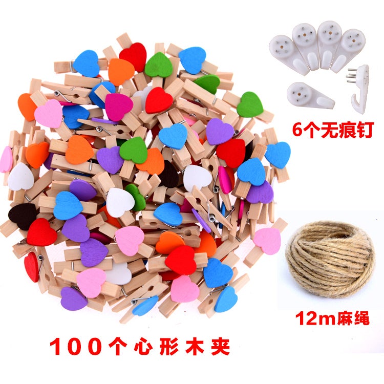 Love Note Po Clip Hemp Rope Po Clip Wooden Clip Po Clip Po Clip Wall Clip Clip - Image 1