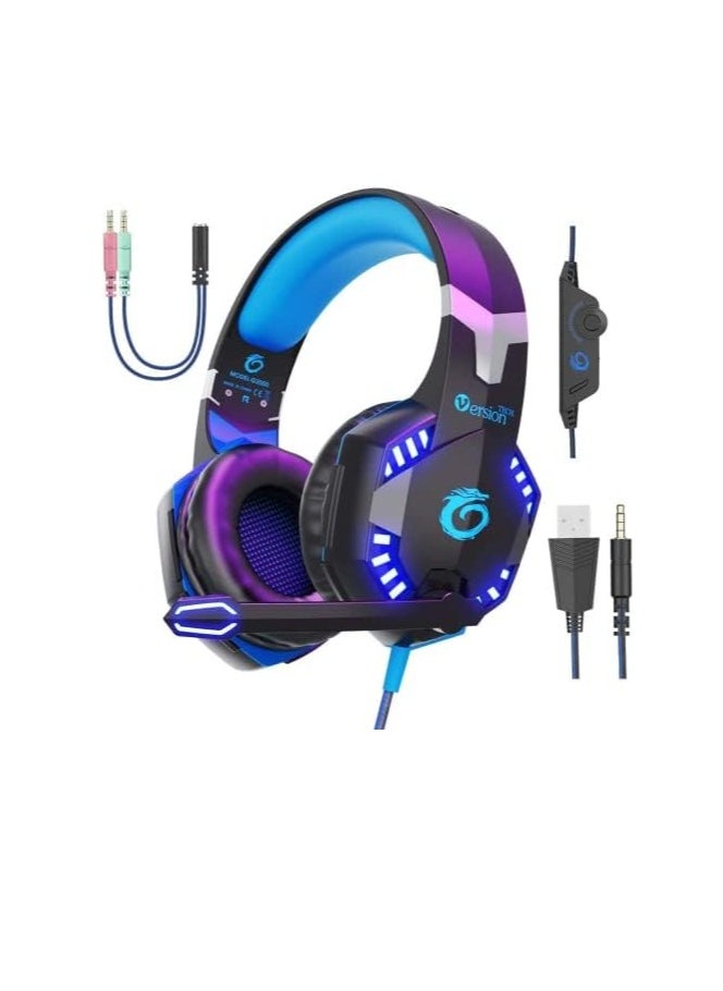 Generic - Gaming Headset for PS5 PS4 Xbox One, Bass Surround Noise Cancelling Microphone, Over Ear Headphones with LED Lights for Mac Laptop Xbox Series X S Nintendo Switch NES PC, - Image 1
