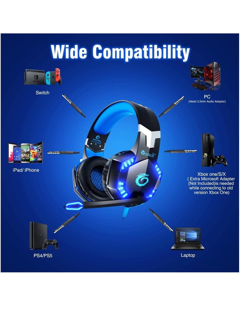 Generic - Gaming Headset for PS5 PS4 Xbox One, Bass Surround Noise Cancelling Microphone, Over Ear Headphones with LED Lights for Mac Laptop Xbox Series X S Nintendo Switch NES PC, - Image 1