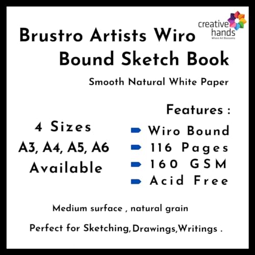 Brustro Artists Sketch Book A6 Size Stitched Bound 156 Pages 90 GSM, and Sketchbook A6 Size WIRO Bound, 116 Pages, 160 GSM (Acid Free) - Image 2