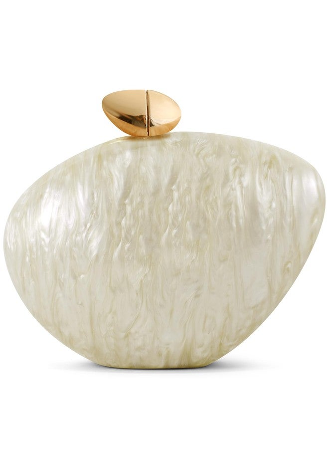 NEWROGENG Acrylic Shell Clutch Purse for Women, Marble Evening Bag with Magnetic Closure for Wedding Party, Marble-white, 8.07 x 2.95 x 5.2 inches - Image 1