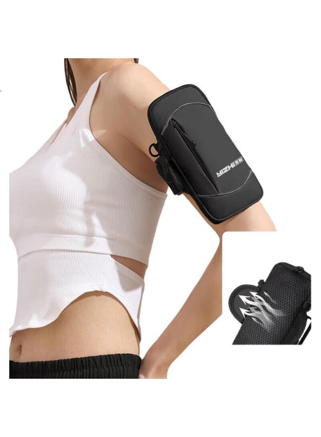 Langling Phone Armband, Running Sports Fitness Large Capacity Phone Pouch, Wrist Sleeve, Lightweight Water-Resistant, For Men And Women, Compatible With Apple 15, Huawei P70, Xiaomi 14, Android Universal, Waist Strap With Hook, Black - Image 1