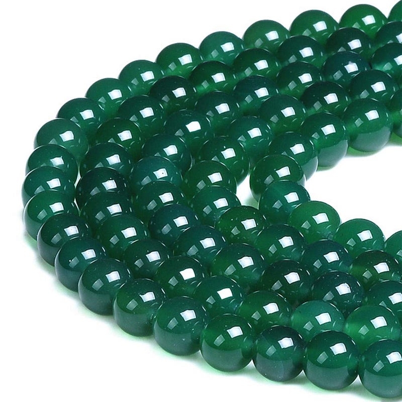 PLTbeads Gorgeous Green Agate Natural Gemstone Loose Beads 8mm Smooth Round Approxi 15 inch DIY Bracelet Necklace for Jewelry Making - Image 1