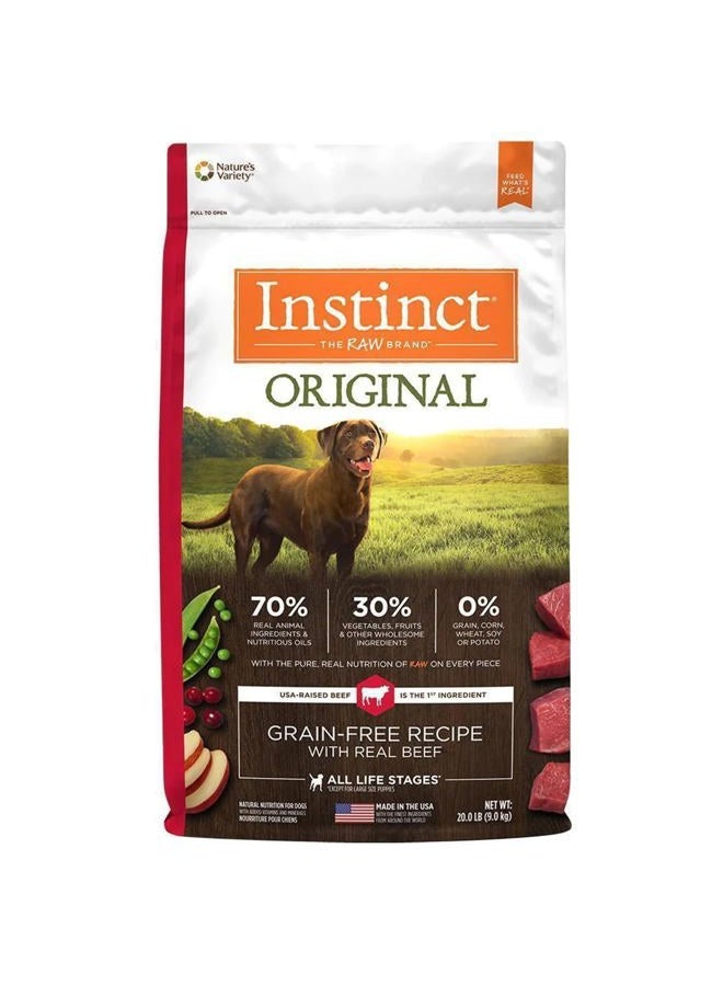 Instinct Original Dry Dog Food, Raw Coated Kibble, High Protein, Grain Free Recipe - Real Beef, 20 lb. Bag - Image 1