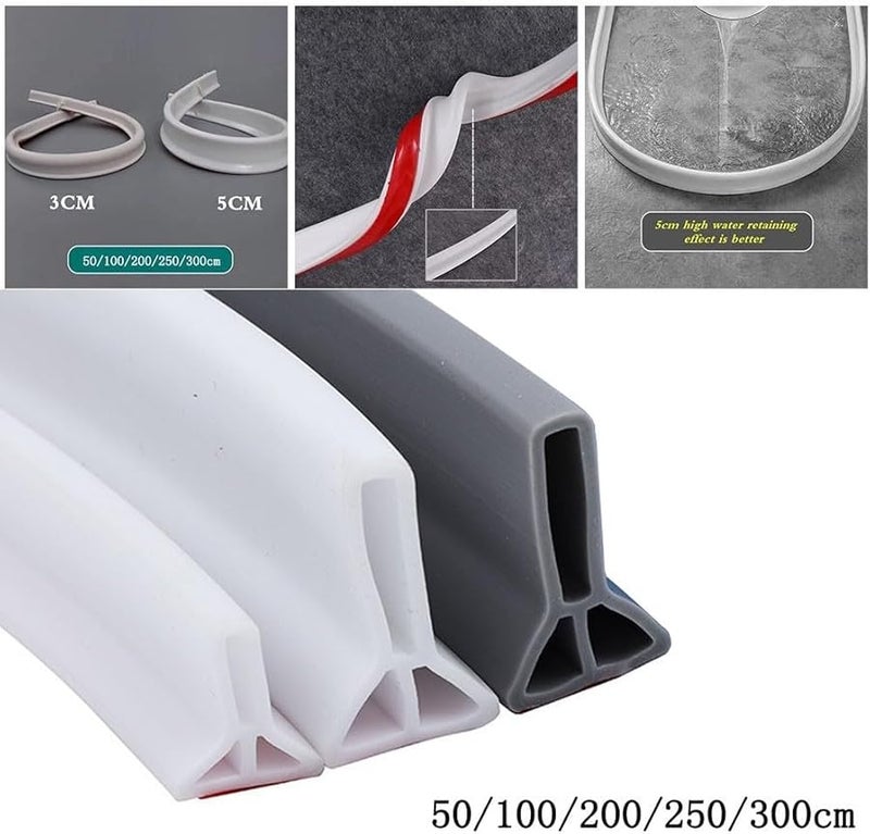 White Grey Waterproof Bathroom Strip 30mm Height Reliable Water Blocking 200cm - Image 5