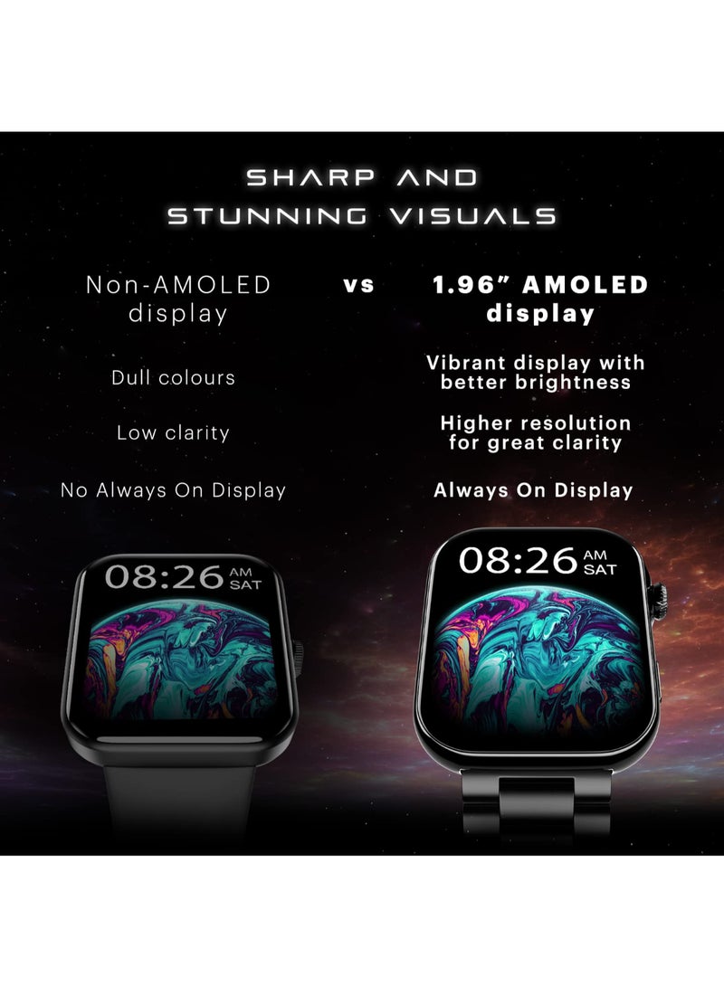 Noise Colorfit Ultra 3 Bluetooth Calling Smart Watch With Biggest 1.96" Amoled Display, Premium Metallic Build, Functional Crown, Gesture Control With Silicon Strap Jet Black - Image 3