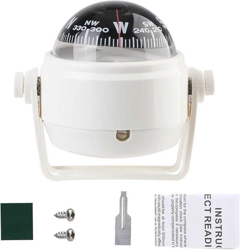 White Boat Compass Marine Dashboard Instrument Cluster Navigation Ornaments 4 PCS - Image 1