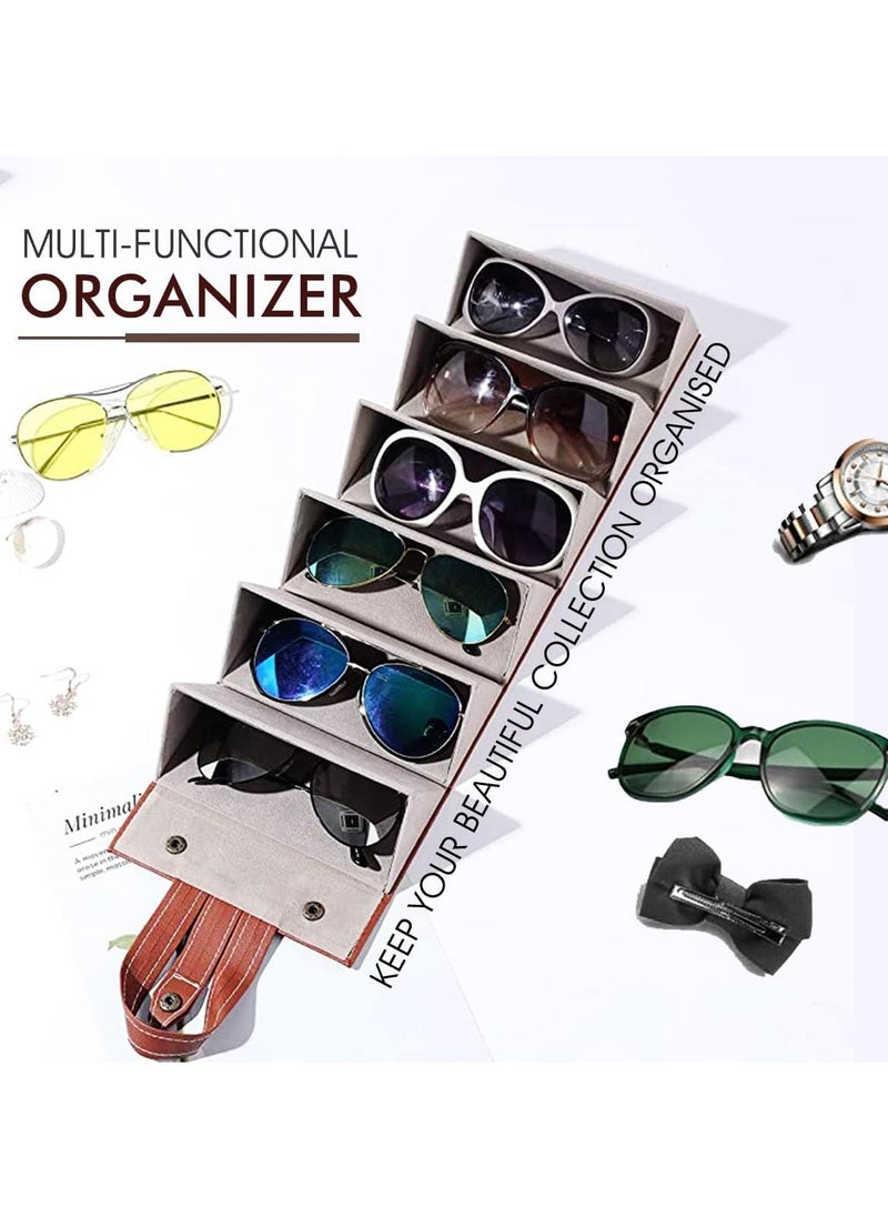 Generic - Foldable Sunglasses Eyeglasses Organizer Case with 6 Slots, Hanging Container for Sunglasses and Accessories - Image 1