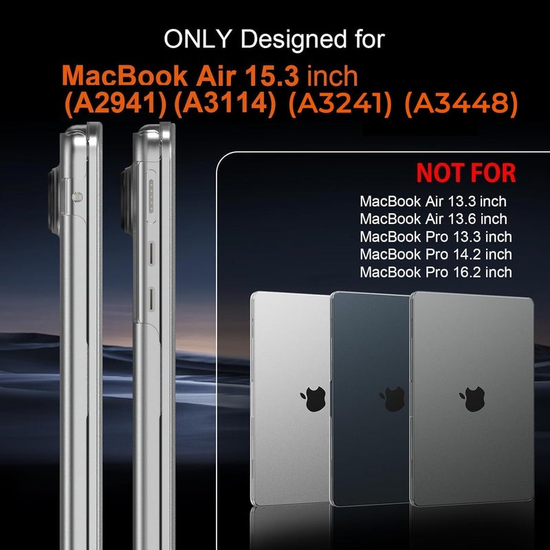 إيوكو حافظة متوافقة مع MacBook Air 15 بوصة M5 M4 M3 M2 A3448 A3241 A3114 A2941، إصدار 2026 2025-2023، [فائق النحافة] غطاء صلب واقٍ شفاف غير لامع، ملمس أصلي - شفاف رمادي فضائي - Image 2