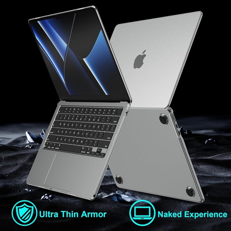 إيوكو حافظة متوافقة مع MacBook Air 15 بوصة M5 M4 M3 M2 A3448 A3241 A3114 A2941، إصدار 2026 2025-2023، [فائق النحافة] غطاء صلب واقٍ شفاف غير لامع، ملمس أصلي - شفاف رمادي فضائي - Image 3