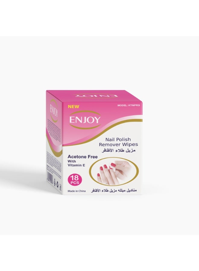إنجوي مناديل مزيل طلاء الأظافر من إنچوي – 18 قطعة – خالية من الأسيتون مع فيتامين E – عناية لطيفة وسريعة – مغلفة بشكل فردي وسهلة الحمل - Image 1
